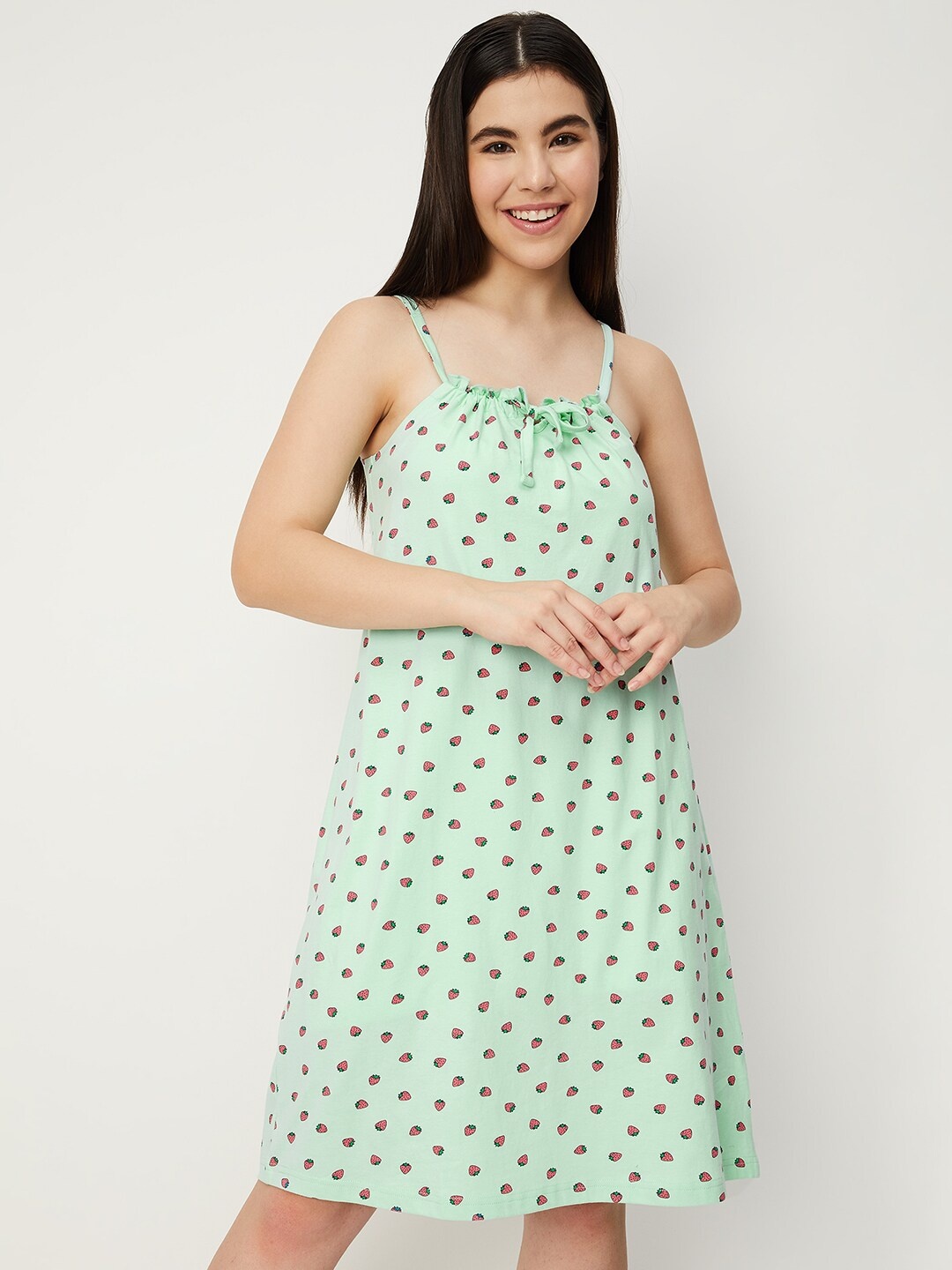 

max Printed Pure Cotton Nightdress, Blue