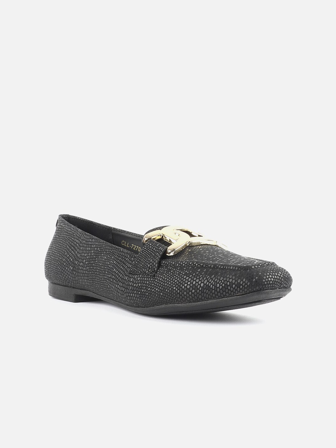 

Carlton London Women Textured Comfort Insole Horsebit Loafers, Black