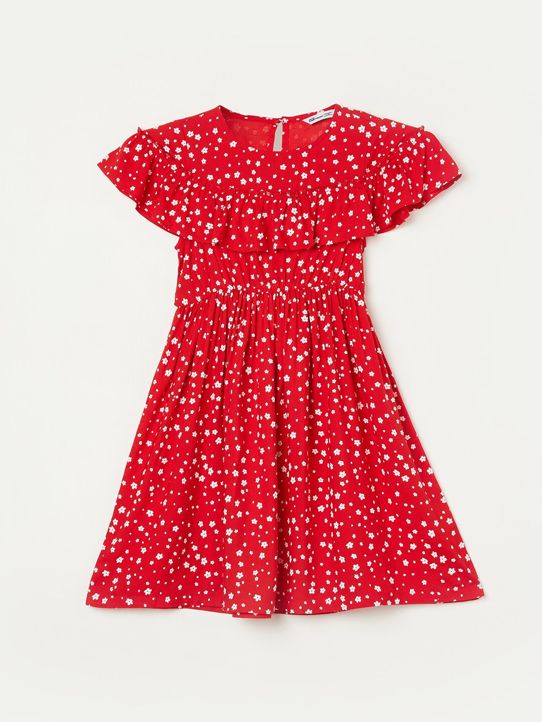 

Fame Forever by Lifestyle Girls Floral Printed Ruffles Fit & Flare Dress, Red
