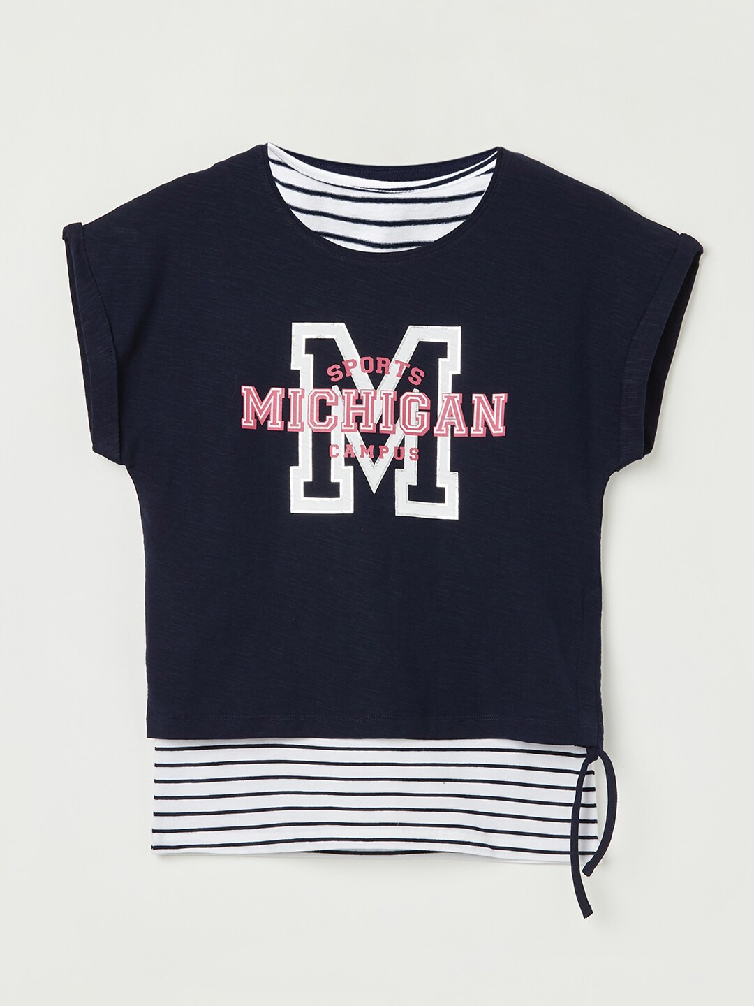 

Fame Forever by Lifestyle Girls Typography Printed Pure Cotton T-Shirt, Navy blue
