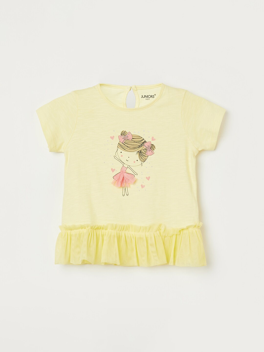 

Juniors by Lifestyle Girls Graphic Printed Pure Cotton T-Shirt, Yellow