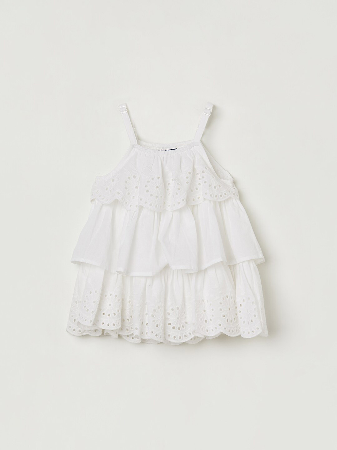 

Juniors by Lifestyle Girls Shoulder Straps Pure Cotton Tiered Top, White