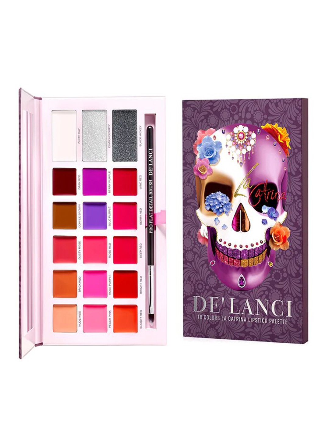 

DE'LANCI La Catrina 18 Colors Lipstick Palette - 16.8 g, Multi
