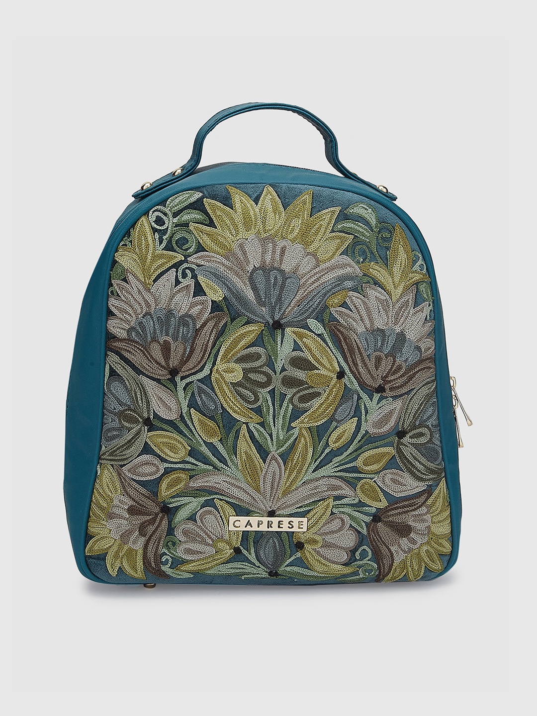 

Caprese Structured Backpack With Embroidered, Green