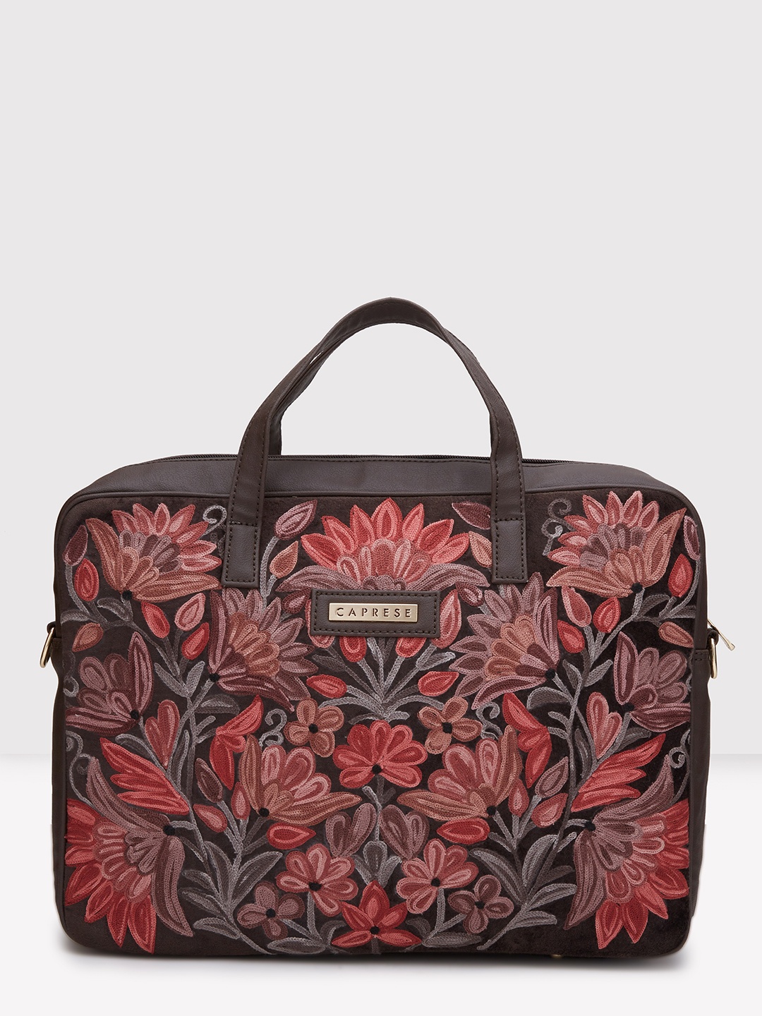 

Caprese Floral Printed Structured Handheld Bag, Brown