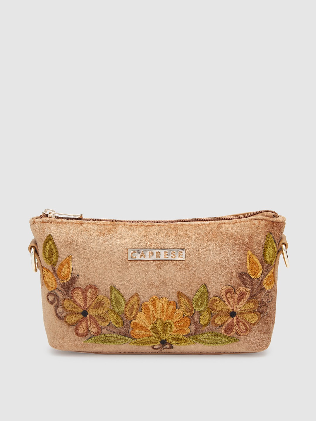 

Caprese Floral Structured Sling Bag, Beige
