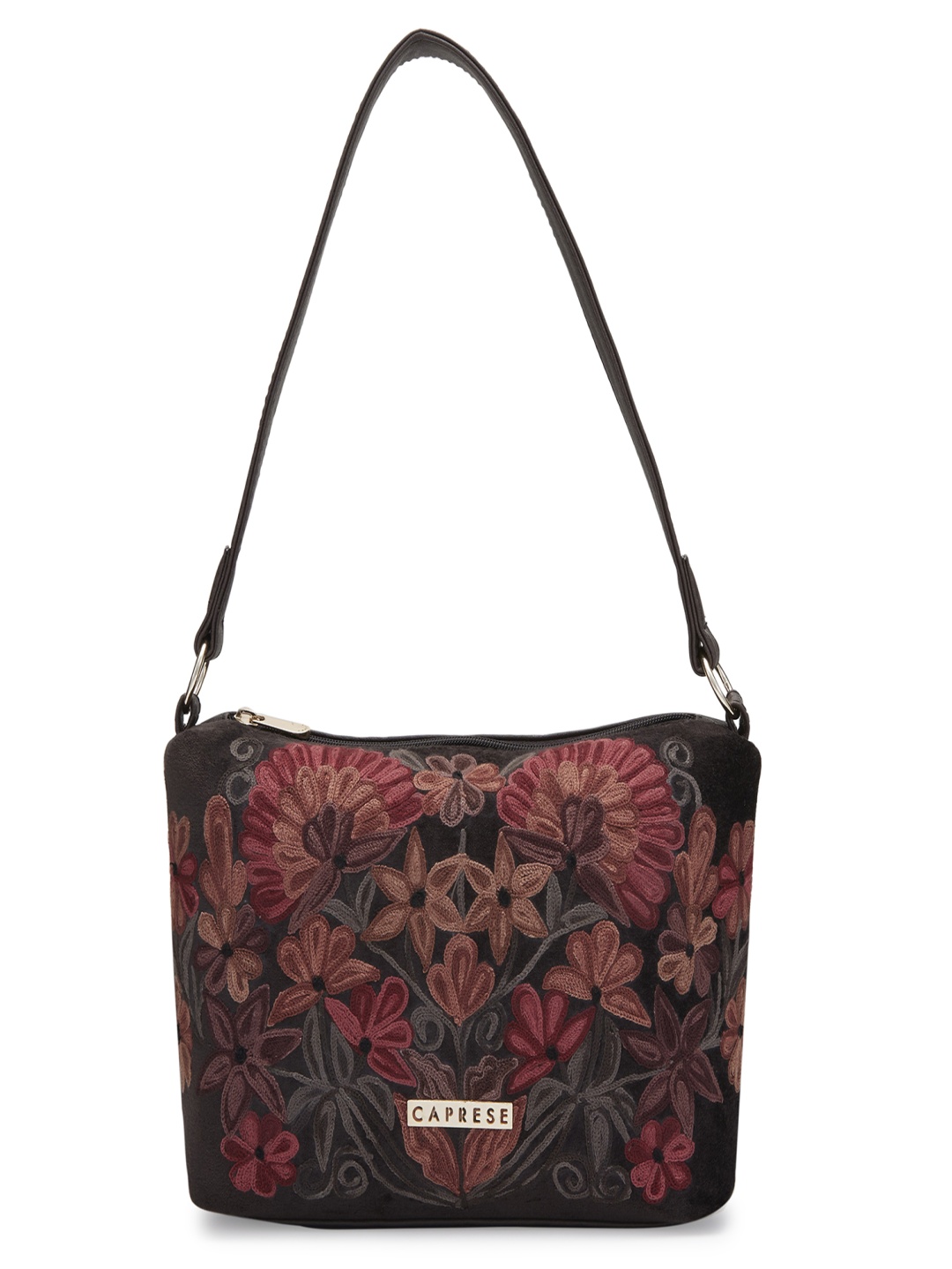 

Caprese Floral Embellished Structured Shoulder Bag, Brown