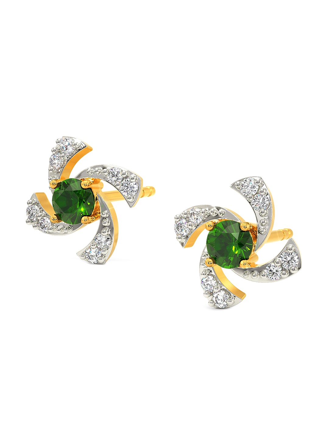 

MELORRA Essence Rhodium Plated 18KT Diamond Studded Earrings-1.63gm, Gold