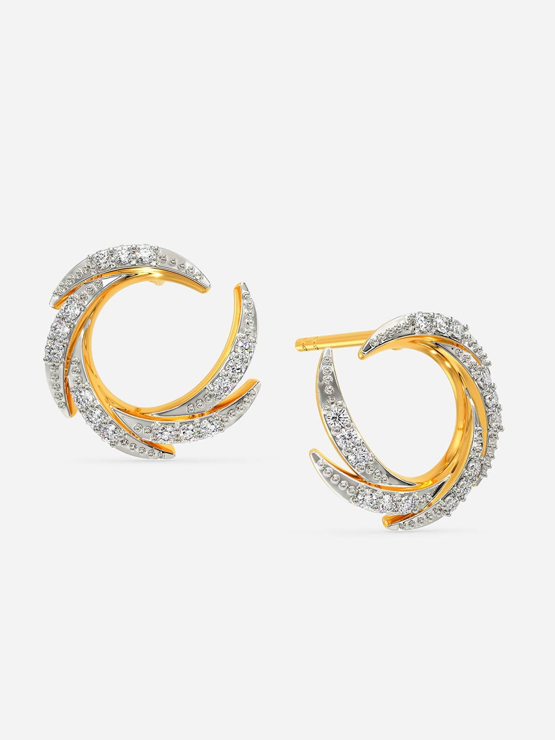 

MELORRA Feather Fancy Rhodium Plated 14KT Gold Diamond Studded Earrings-2.14gm