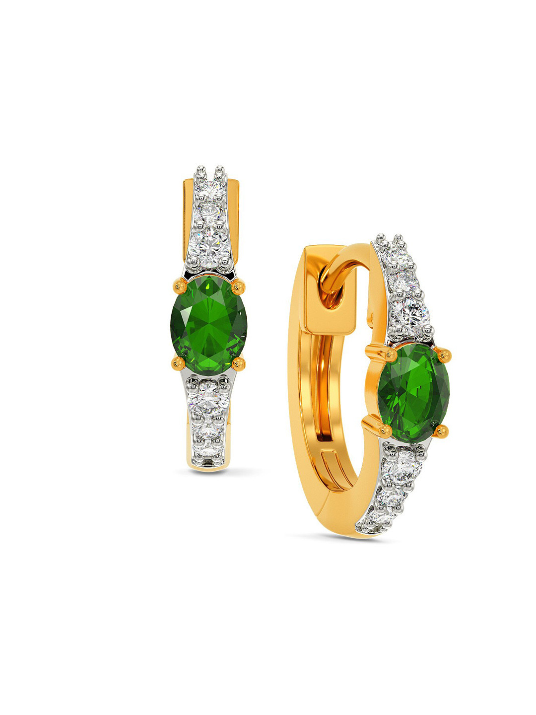 

MELORRA Zen Rhodium Plated 18KT Gold Diamond & Garnet Studded Earrings-2.87gm