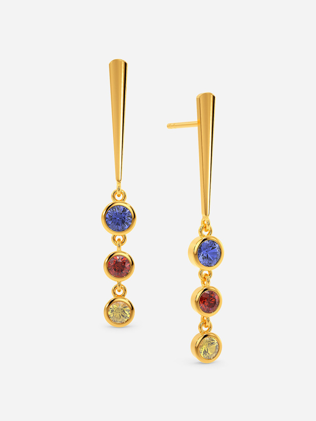 

MELORRA True Colours 18KT Gold Gemstone Studded Earrings-3.55gm