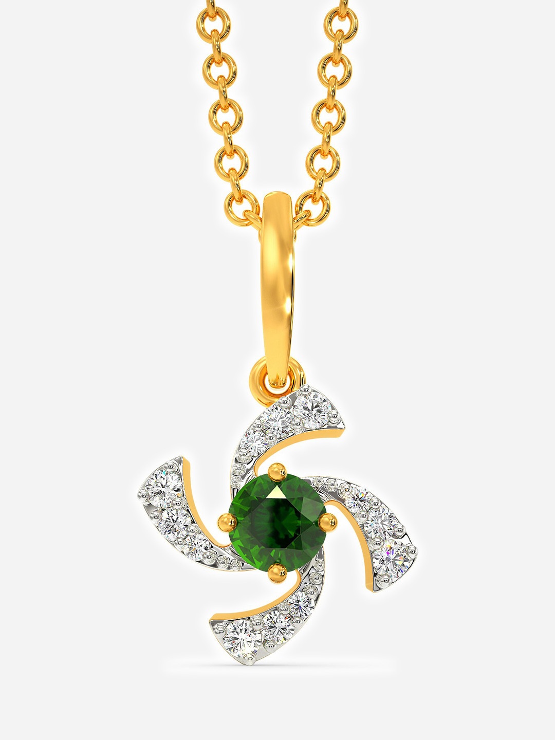 

MELORRA Essence Rhodium Plated 18KT Gold Diamond & Gemstone Studded Pendant-1.44gm