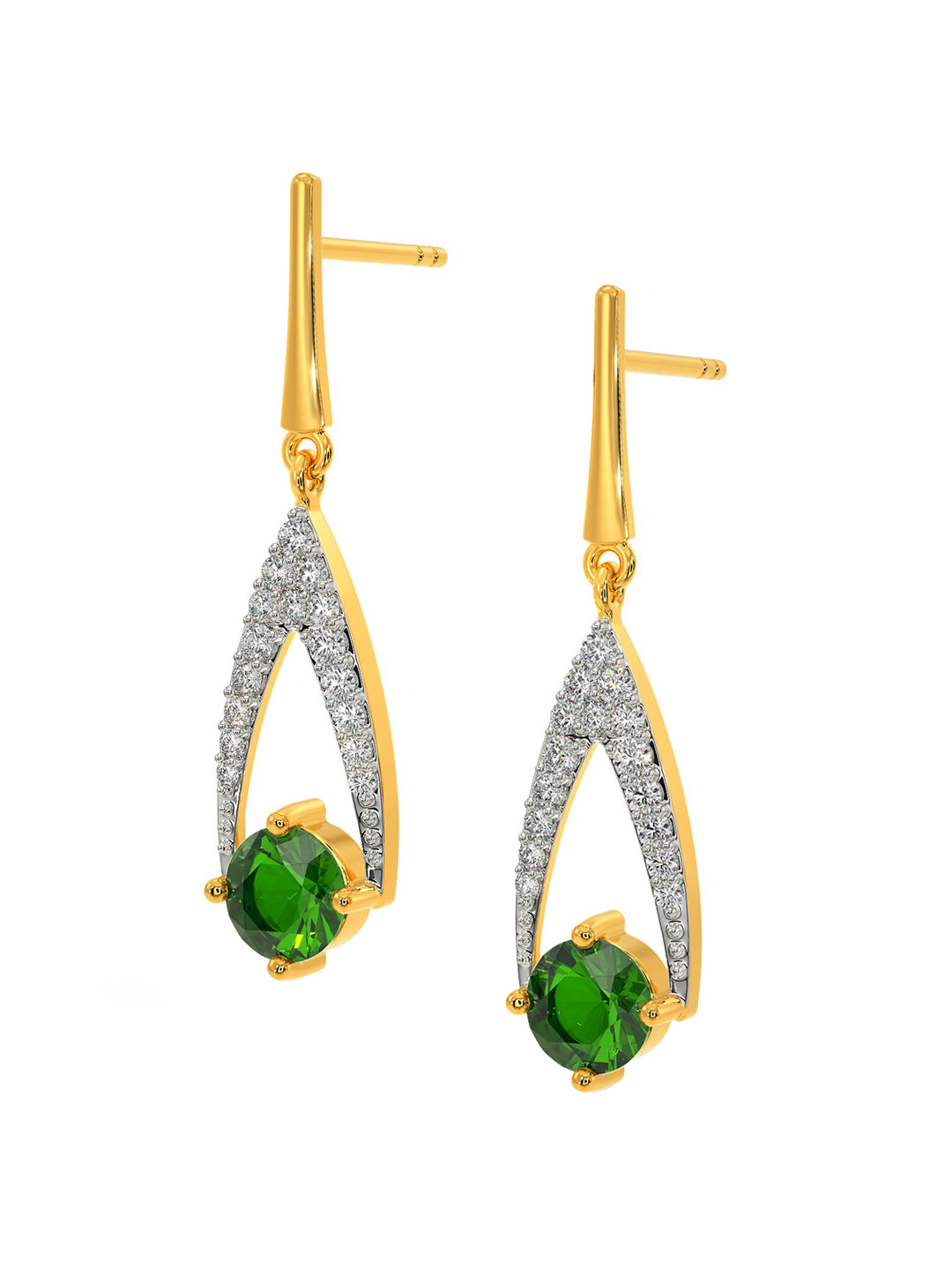 

MELORRA Gleam Rhodium Plated 18KT Gold Diamond & Garnet Studded Earrings-3.06gm