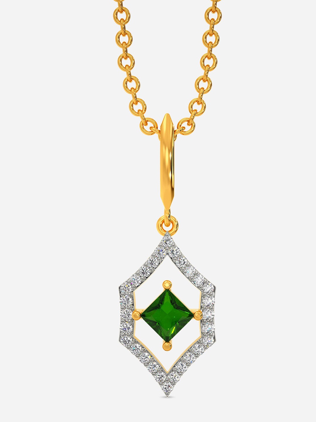 

MELORRA At Heart Rhodium Plated 18KT Gold Diamond & Garnet Studded Pendant-1.15gm