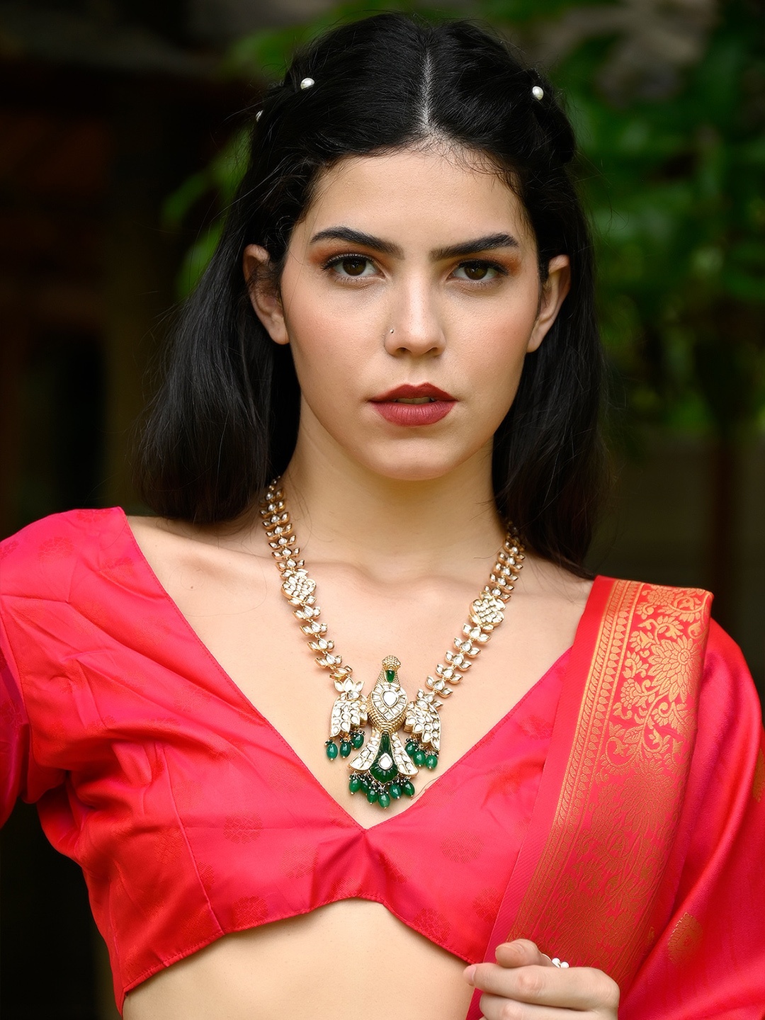 

ODETTE Gold-Plated Kundan-Studded & Beaded Jewellery Set