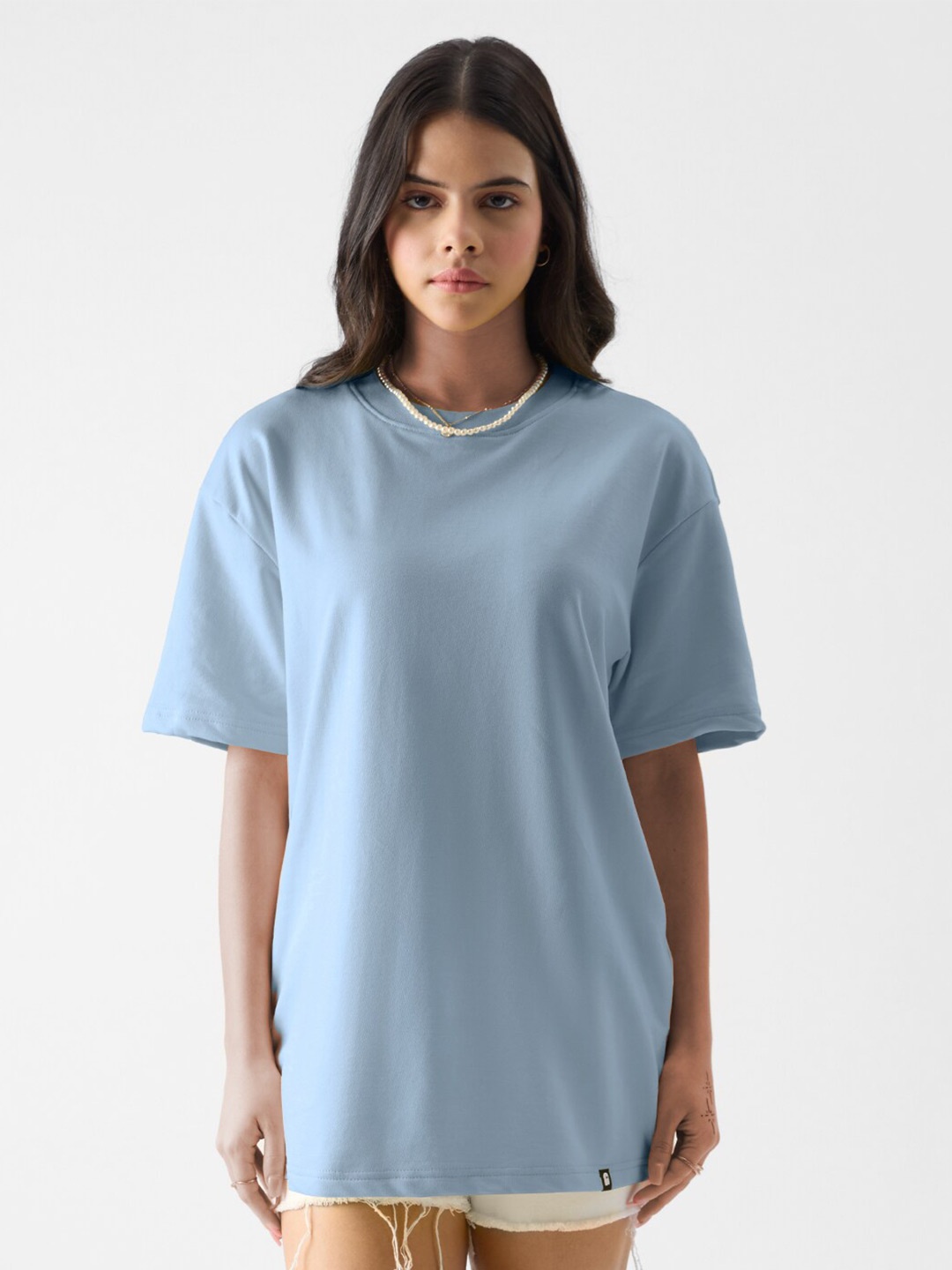 

The Souled Store Drop Shoulder Oversized Pure Cotton T-Shirt, Blue