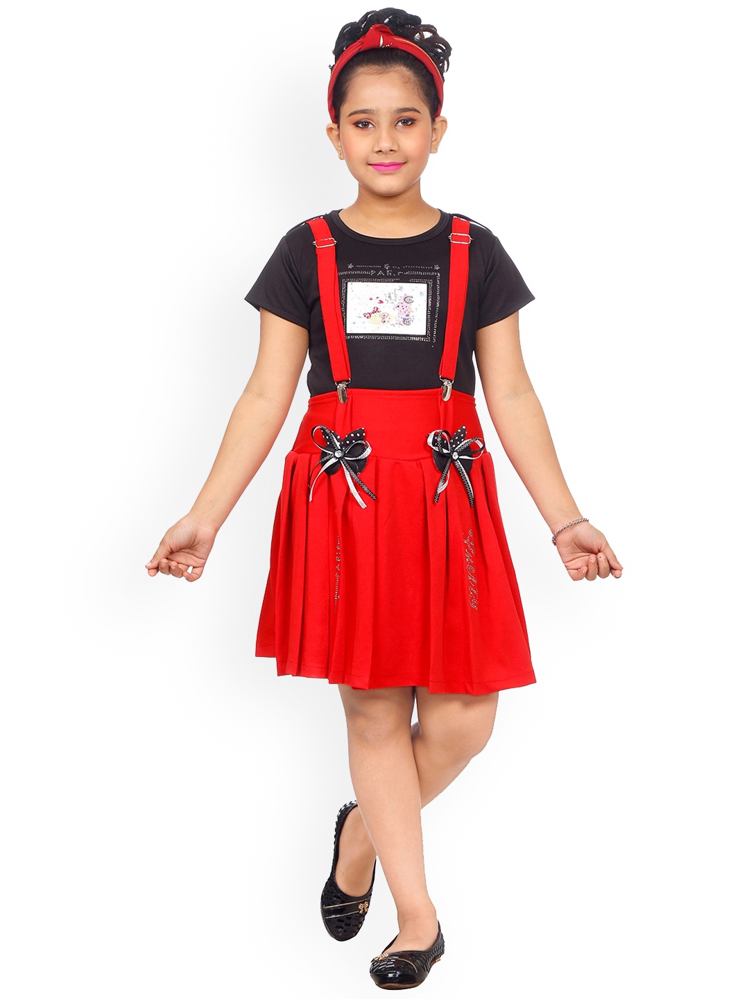 

BAESD Girls Dungaree With T-Shirt, Red
