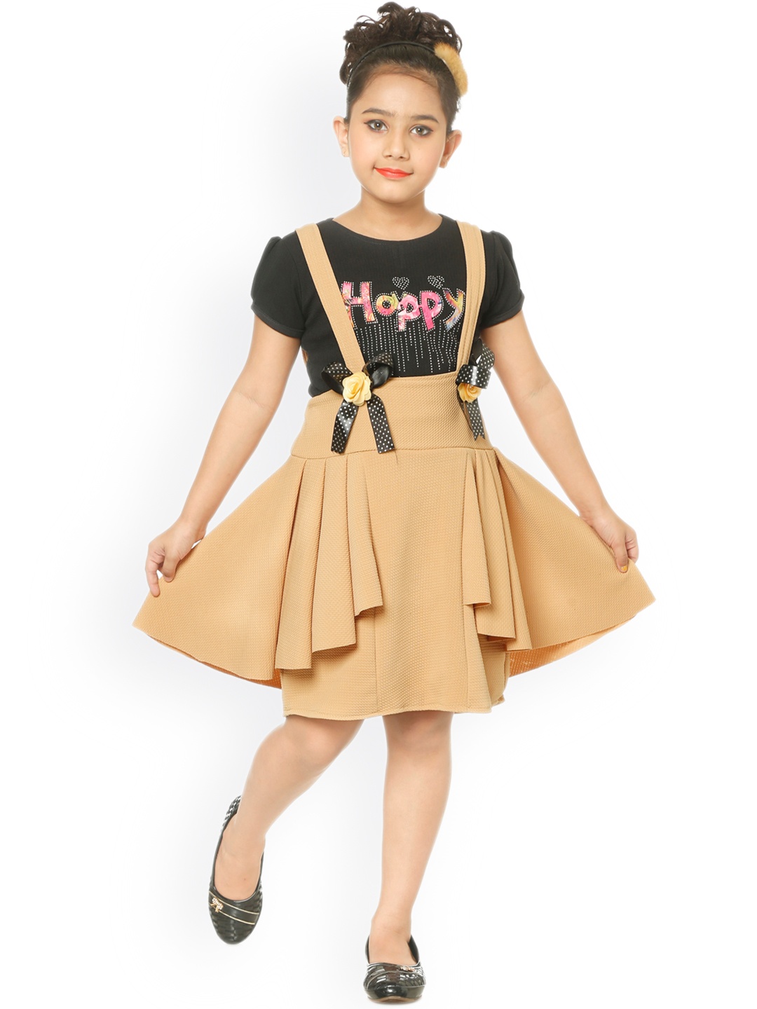 

BAESD Girls Flared Fit Dungarees, Cream