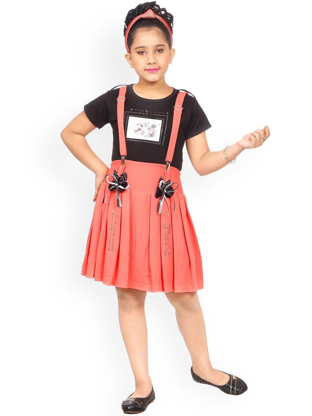 

BAESD Girls Pinafore Dress With T-Shirt, Peach