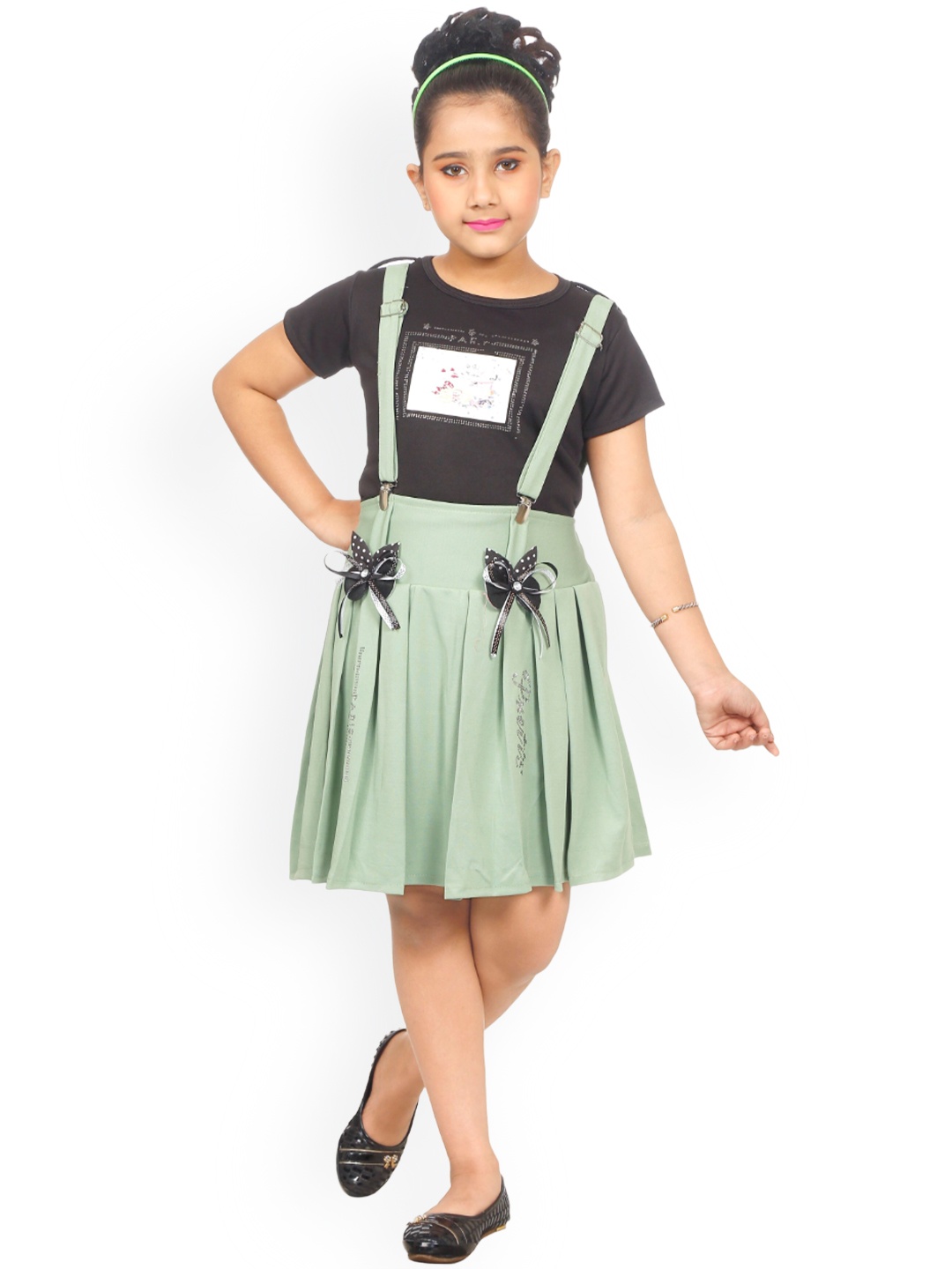 

BAESD Girls Flared Fit Dungarees, Green