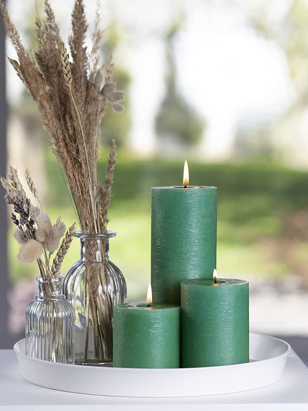 

Aromatic Fables Green 3 Pieces Scented Rustic Pillar Candles