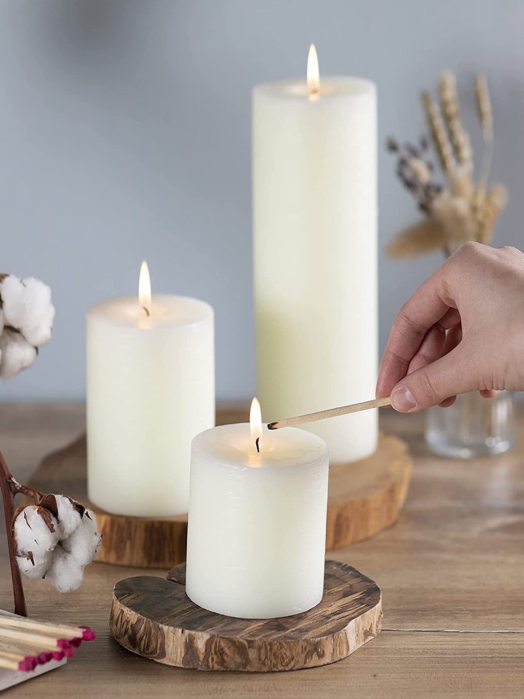 

Aromatic Fables Off White 3 Pieces Scented Rustic Pillar Candles