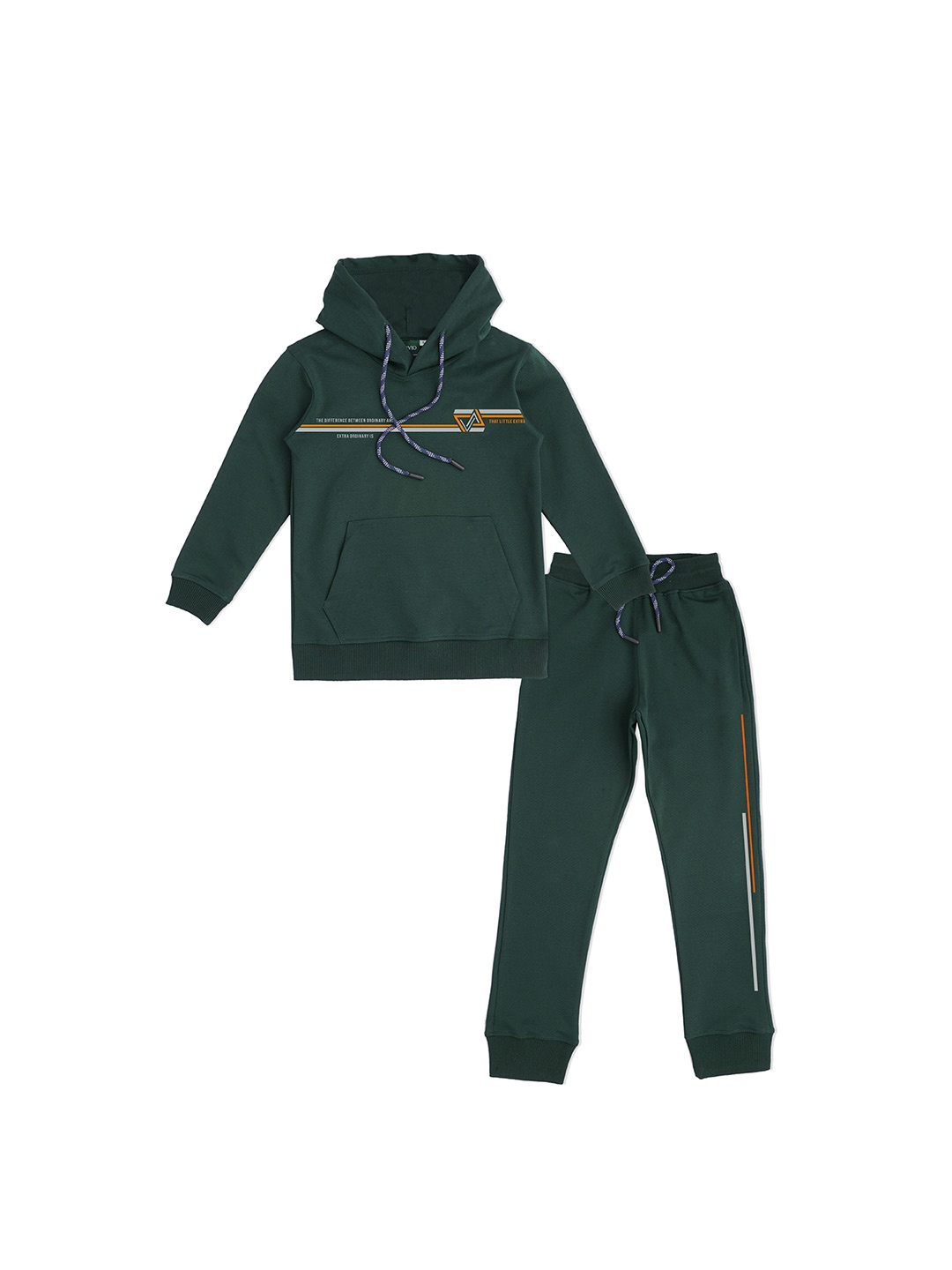 

CAVIO Boys Hooded Pure Cotton T-shirt With Pyjamas, Green