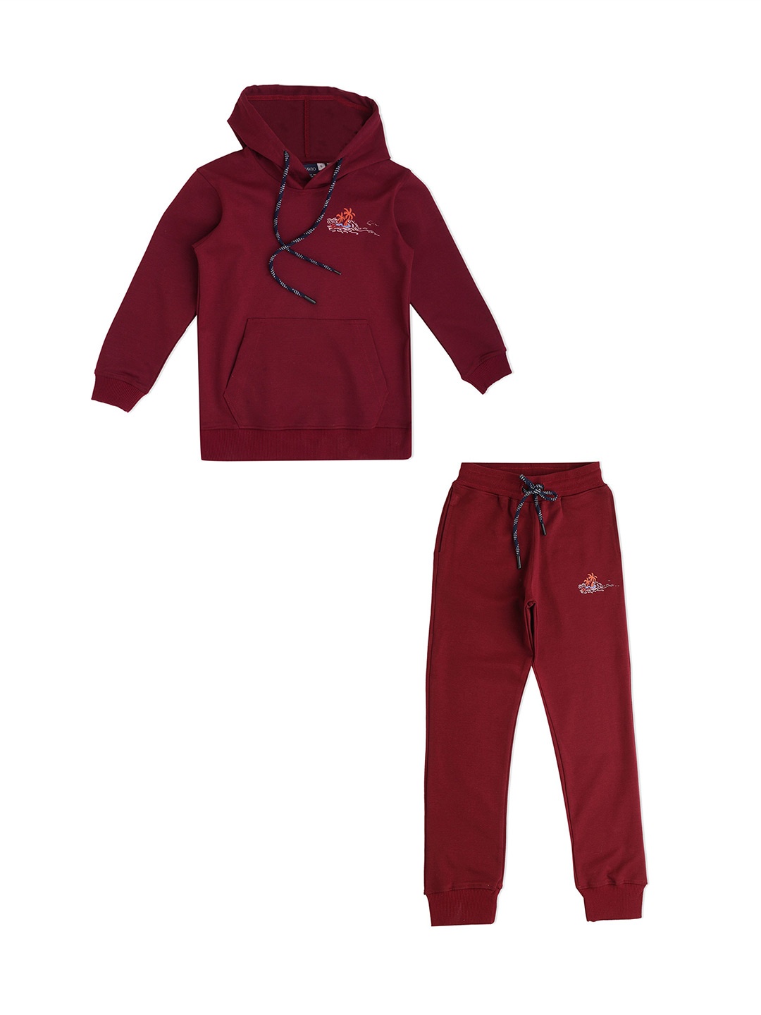 

CAVIO Boys Hooded Pure Cotton T-Shirt With Pyjamas, Maroon