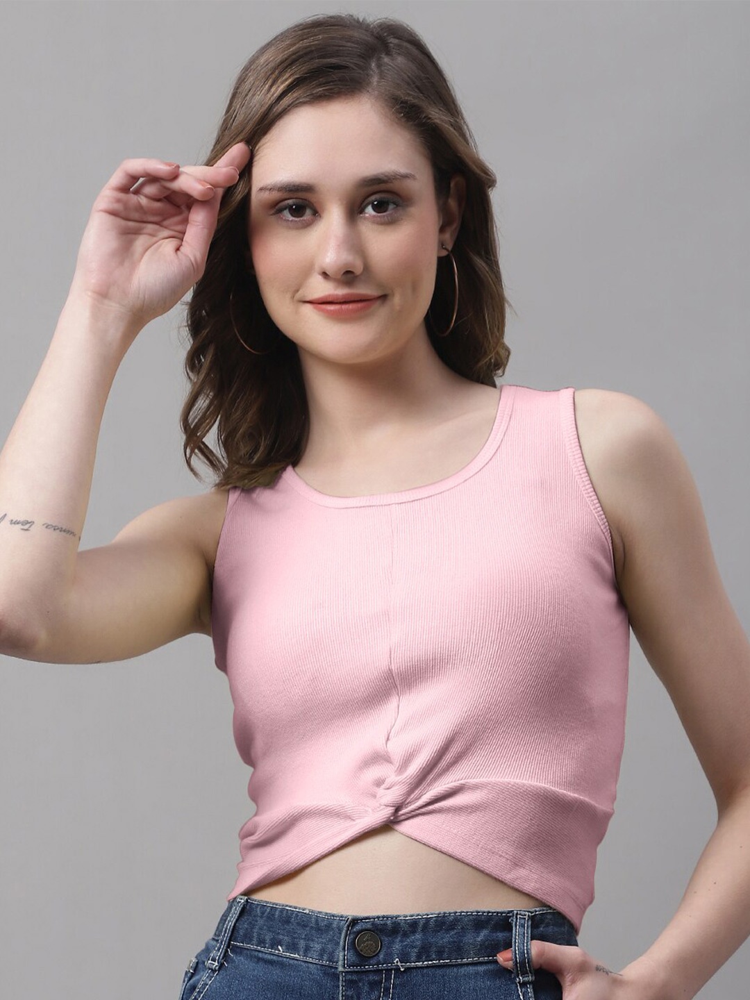 

FBAR Sleeveless Cotton Crop Top, Coral