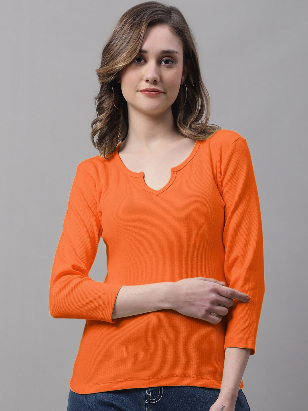 

FBAR Round Neck Cotton Top, Orange