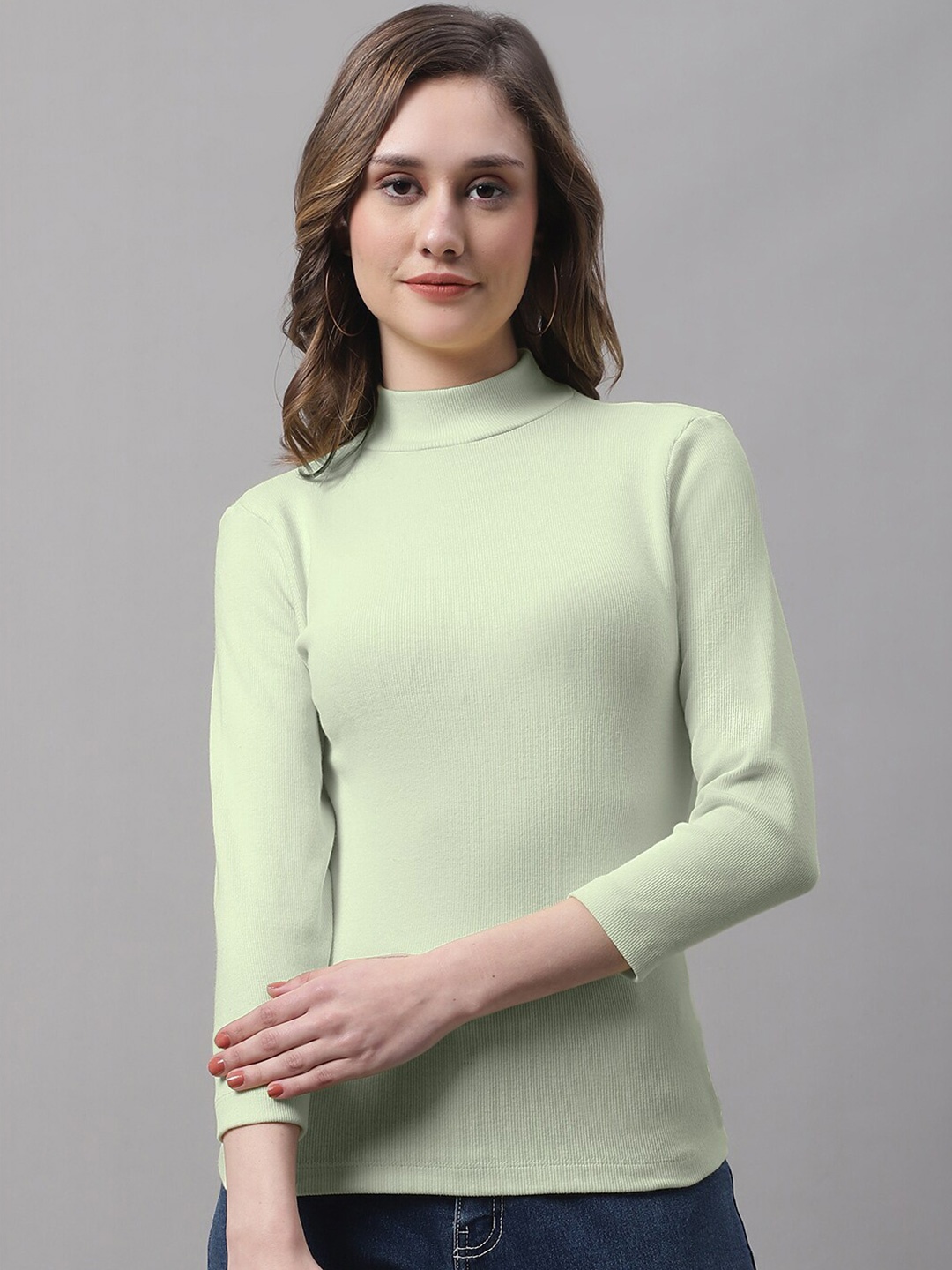 

FBAR High Neck Cotton Regular Top, Sea green