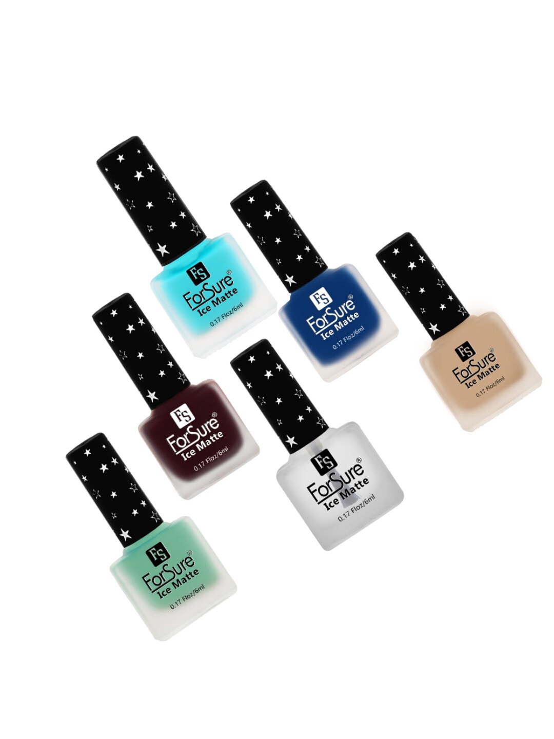 

ForSure Set of 6 Ice Matte Quick Dry Chip & Shock Resistant Nail Polish - 6 ml each, Multi