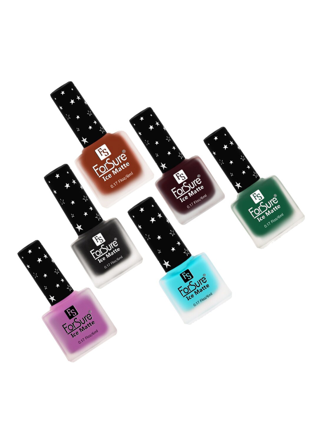 

ForSure Set of 6 Ice Matte Nail Paints - 6ml Each, Blue