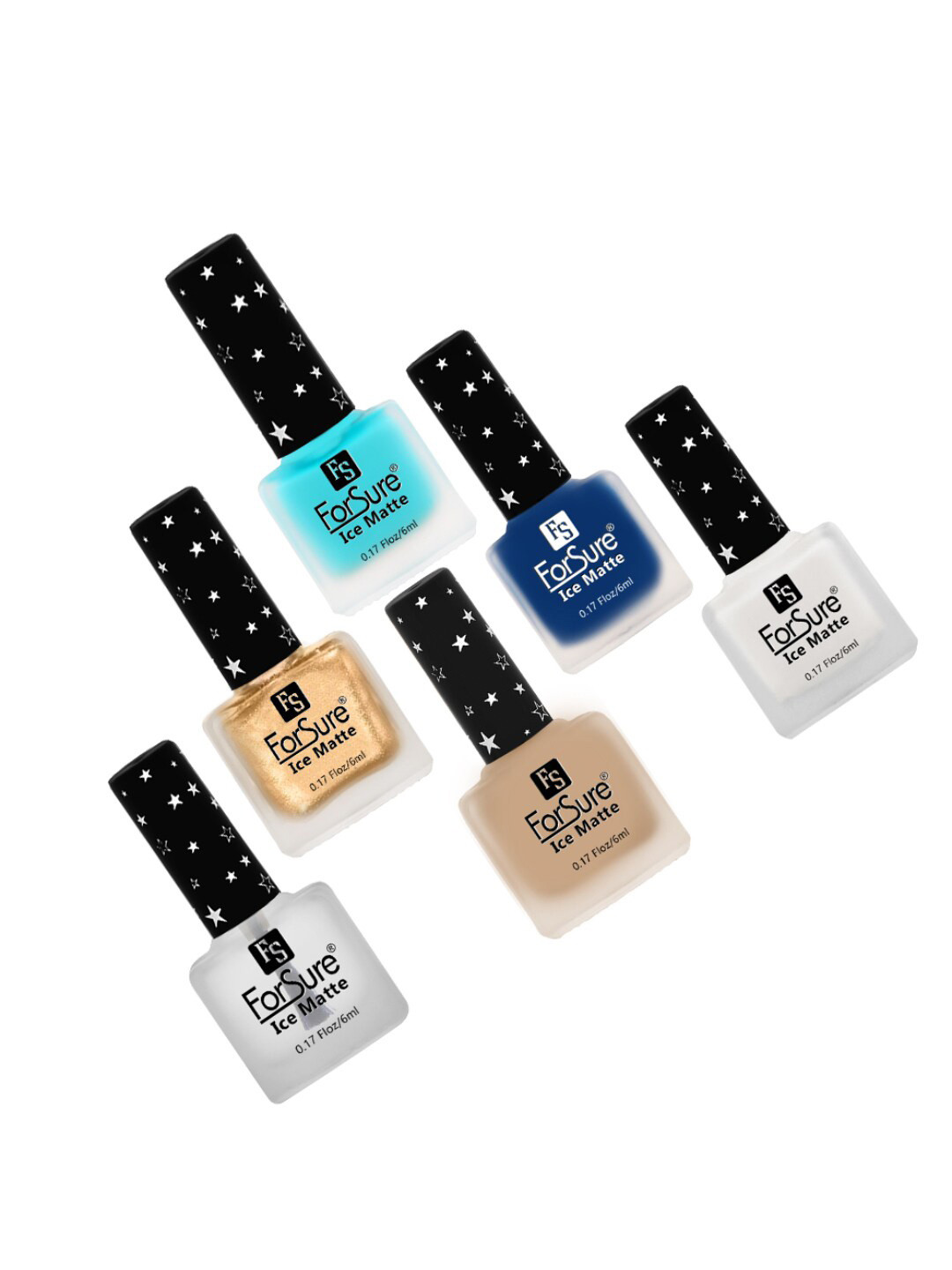 

ForSure Set of 6 Ice Matte Nail Paints 6ml Each, Blue
