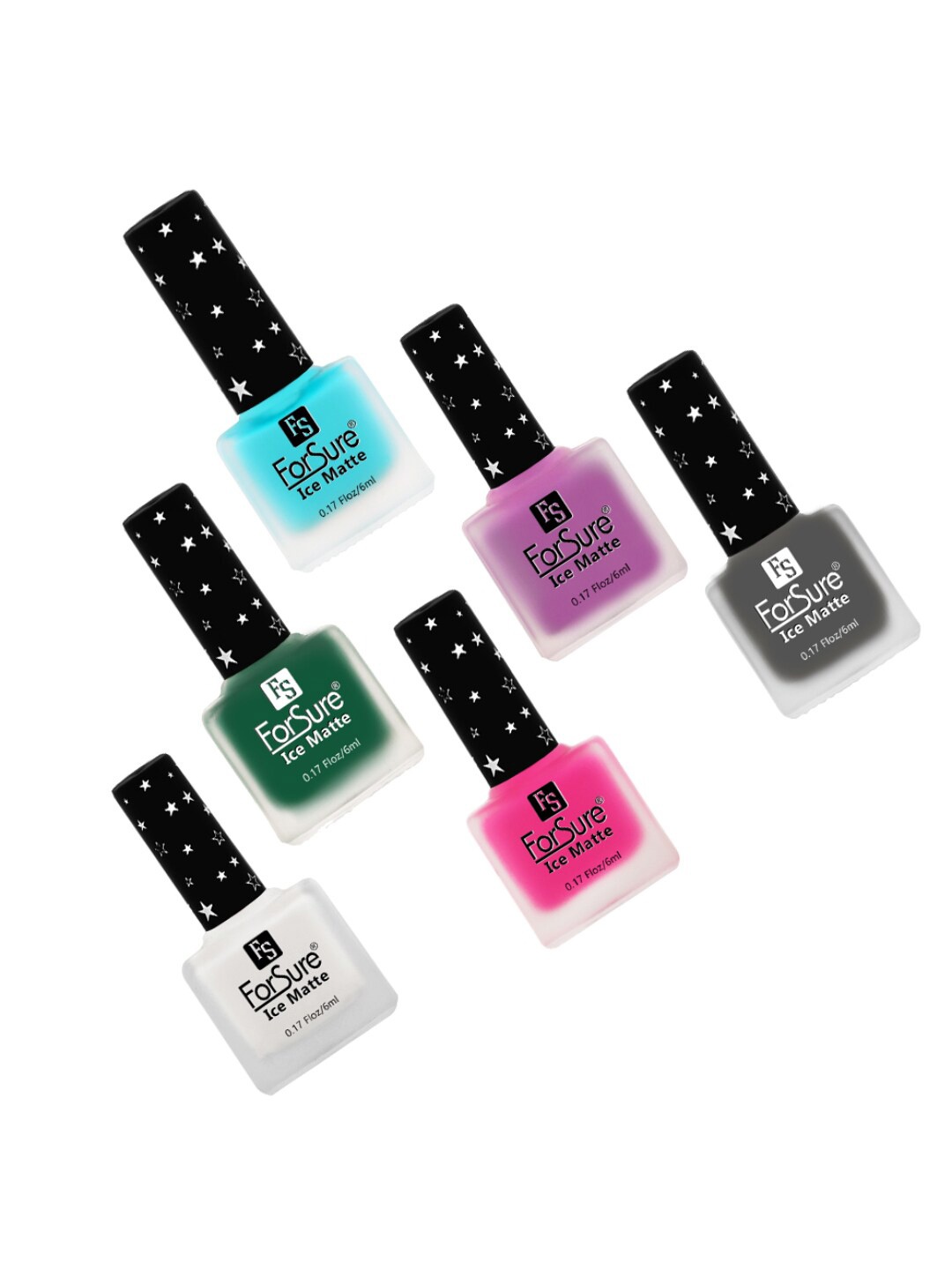 

ForSure Set of 6 Ice Matte Quick Dry Chip & Shock Resistant Nail Polish - 6 ml each, Multi