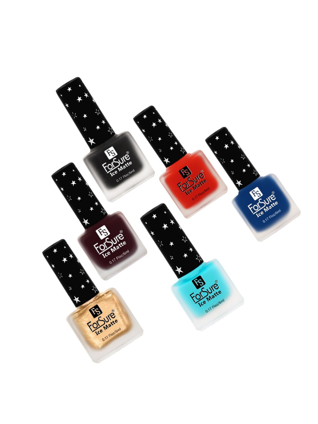 

ForSure Set of 6 Ice Matte Nail Paints 6ml Each, Blue