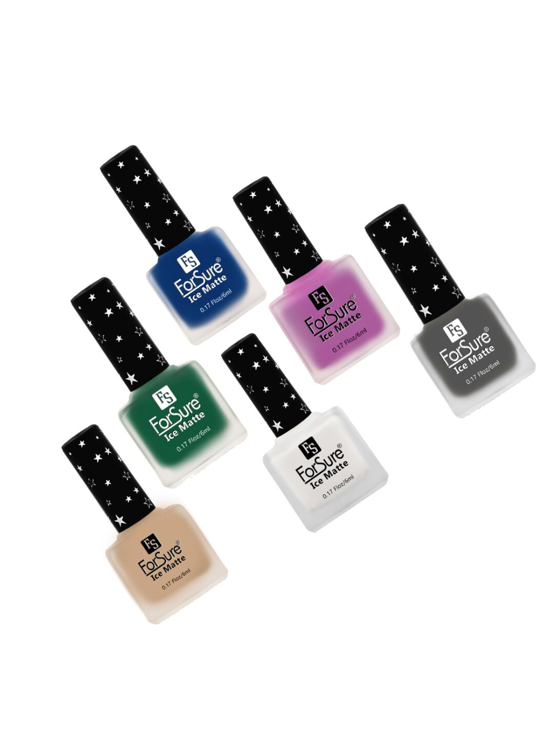 

ForSure Set of 6 Ice Matte Nail Paints 6ml Each, Blue
