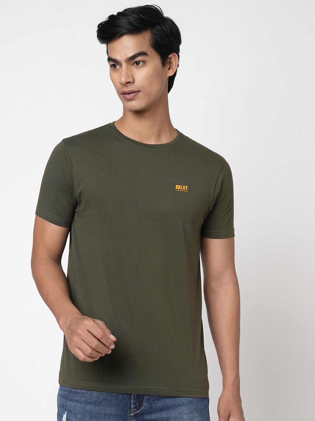 

BEAT LONDON by PEPE JEANS Round Neck Slim Fit Casual T-shirt, Olive
