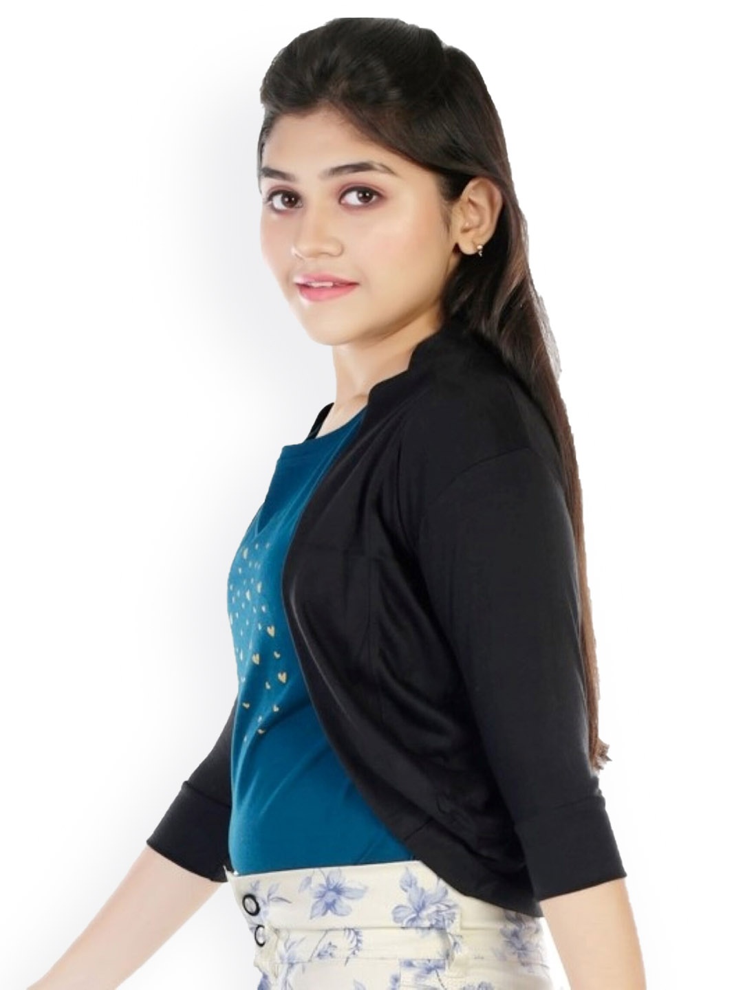 

BAESD Girls Open Front Cotton Shrug, Black