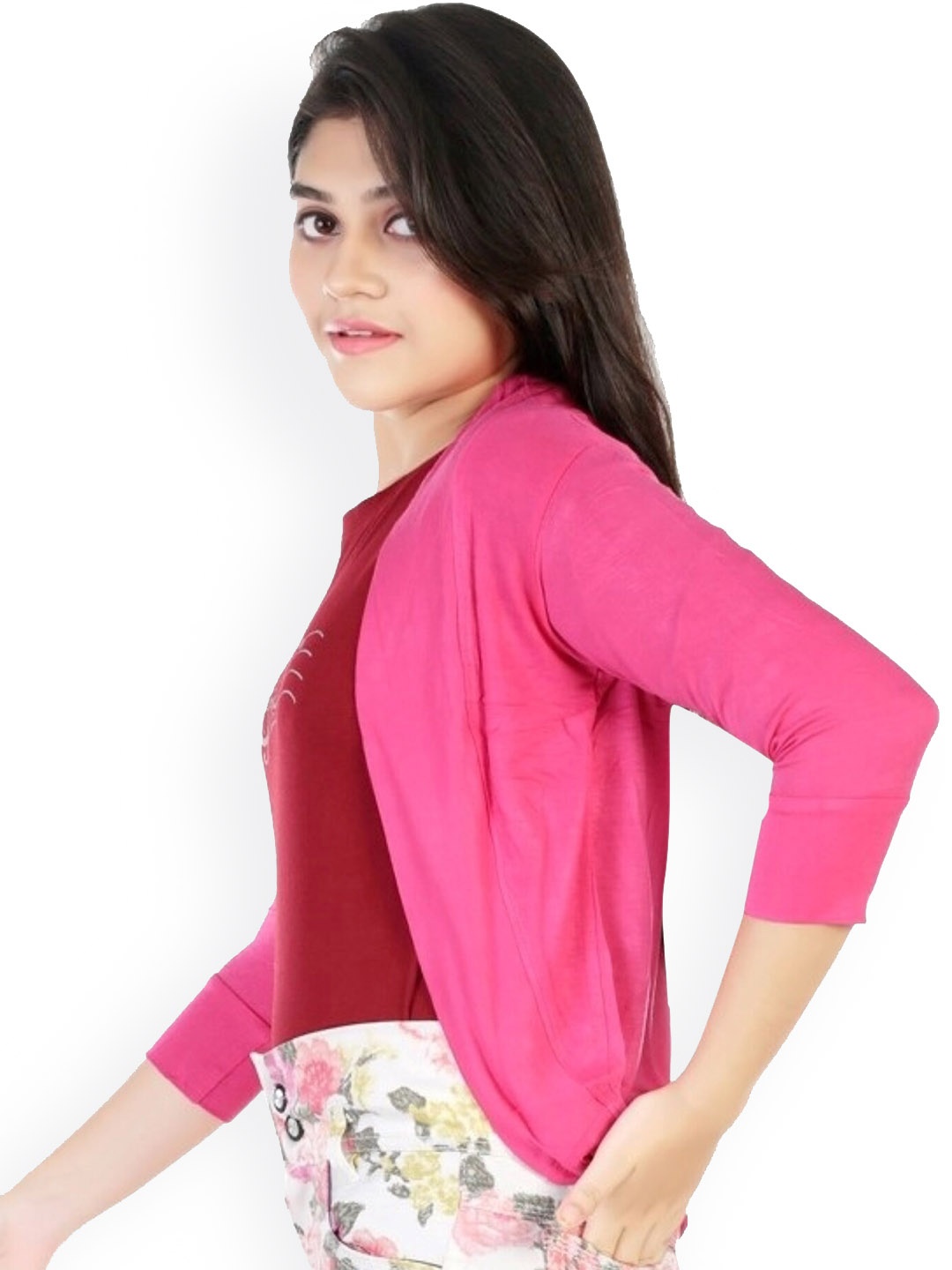 

BAESD Girls Open Front Cotton Shrug, Pink