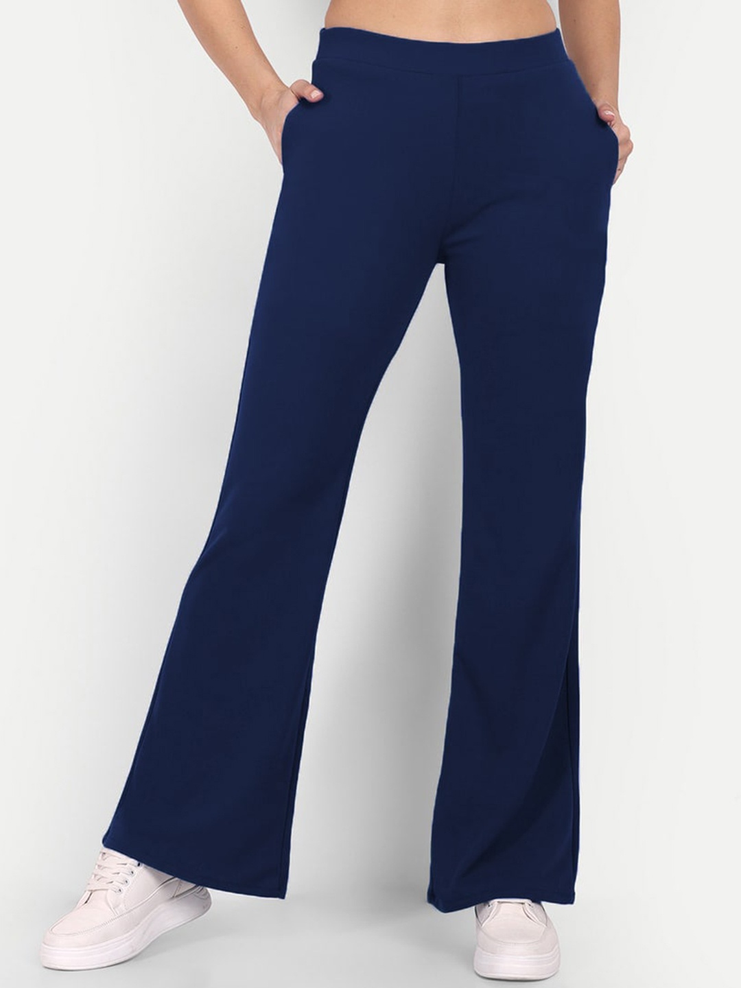 

WESTHOOD Women Smart Flared High-Rise Bootcut Trousers, Teal