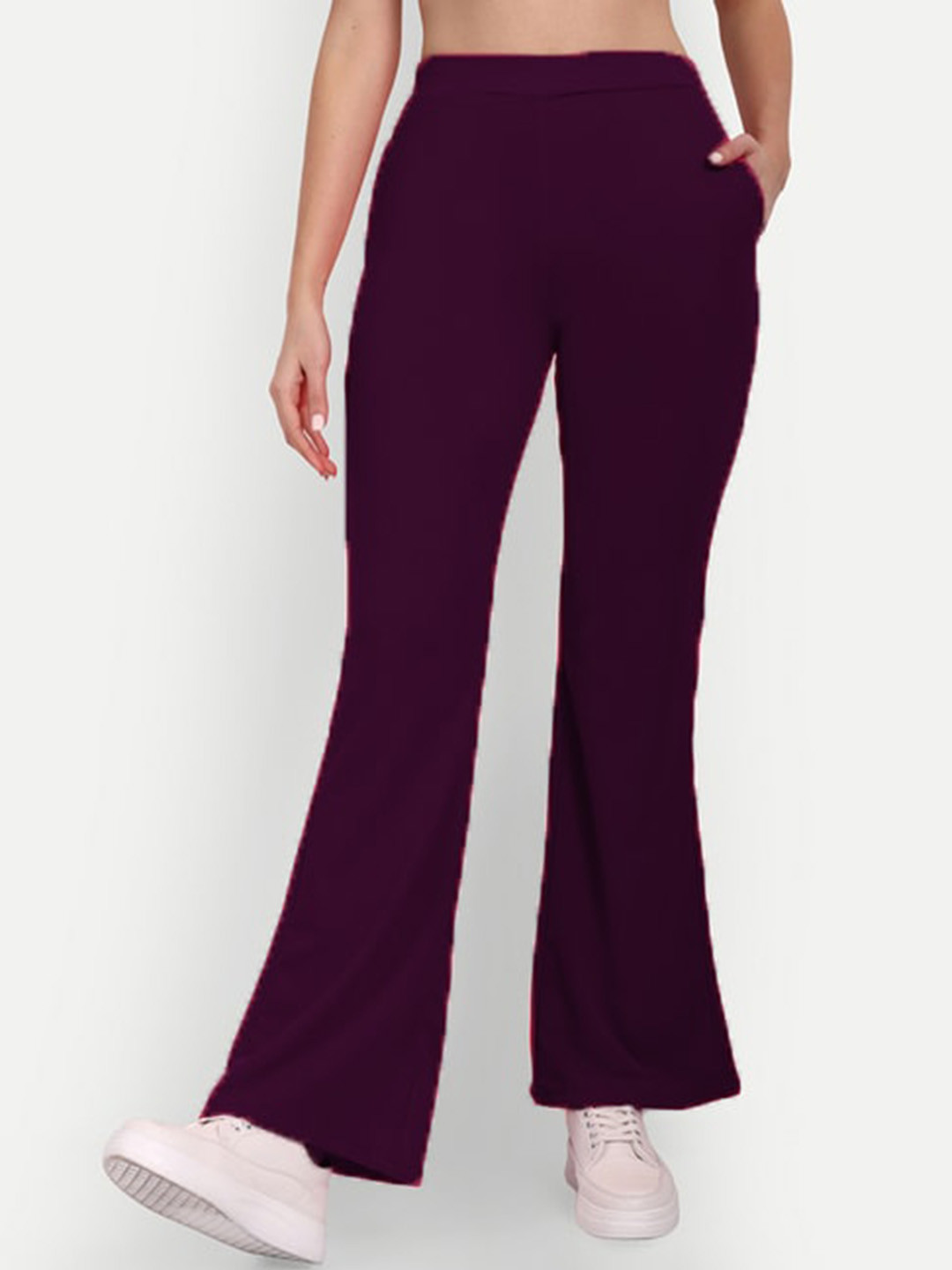 

WESTHOOD Women Smart High-Rise Bootcut Trousers, Purple