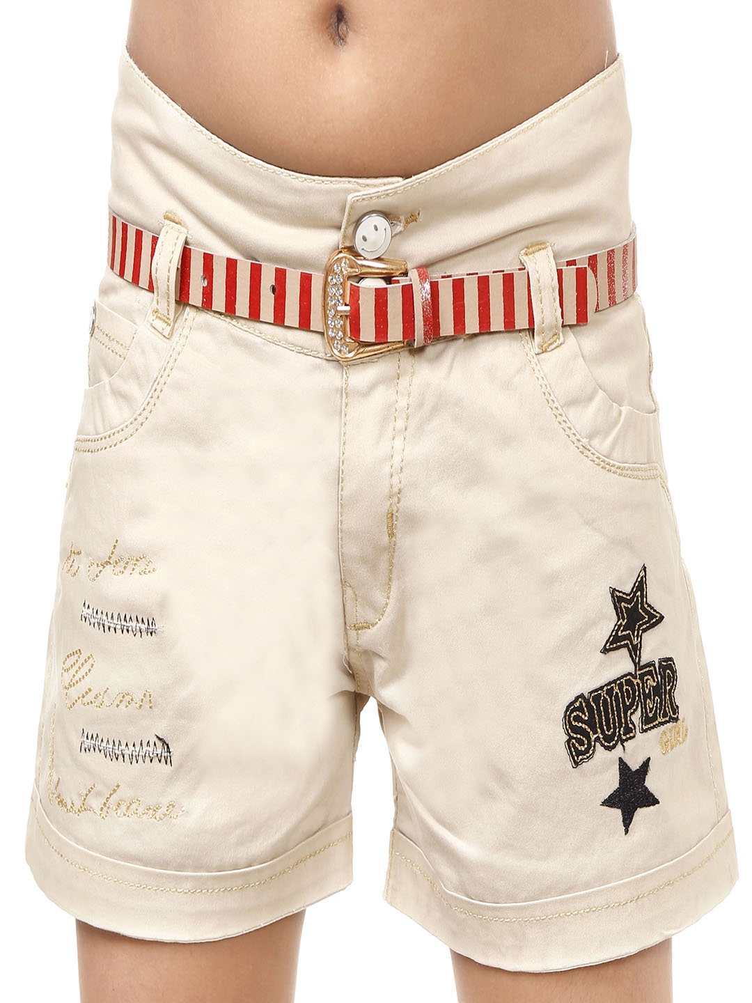 

BAESD Girls Mid-Rise Denim Shorts, Cream
