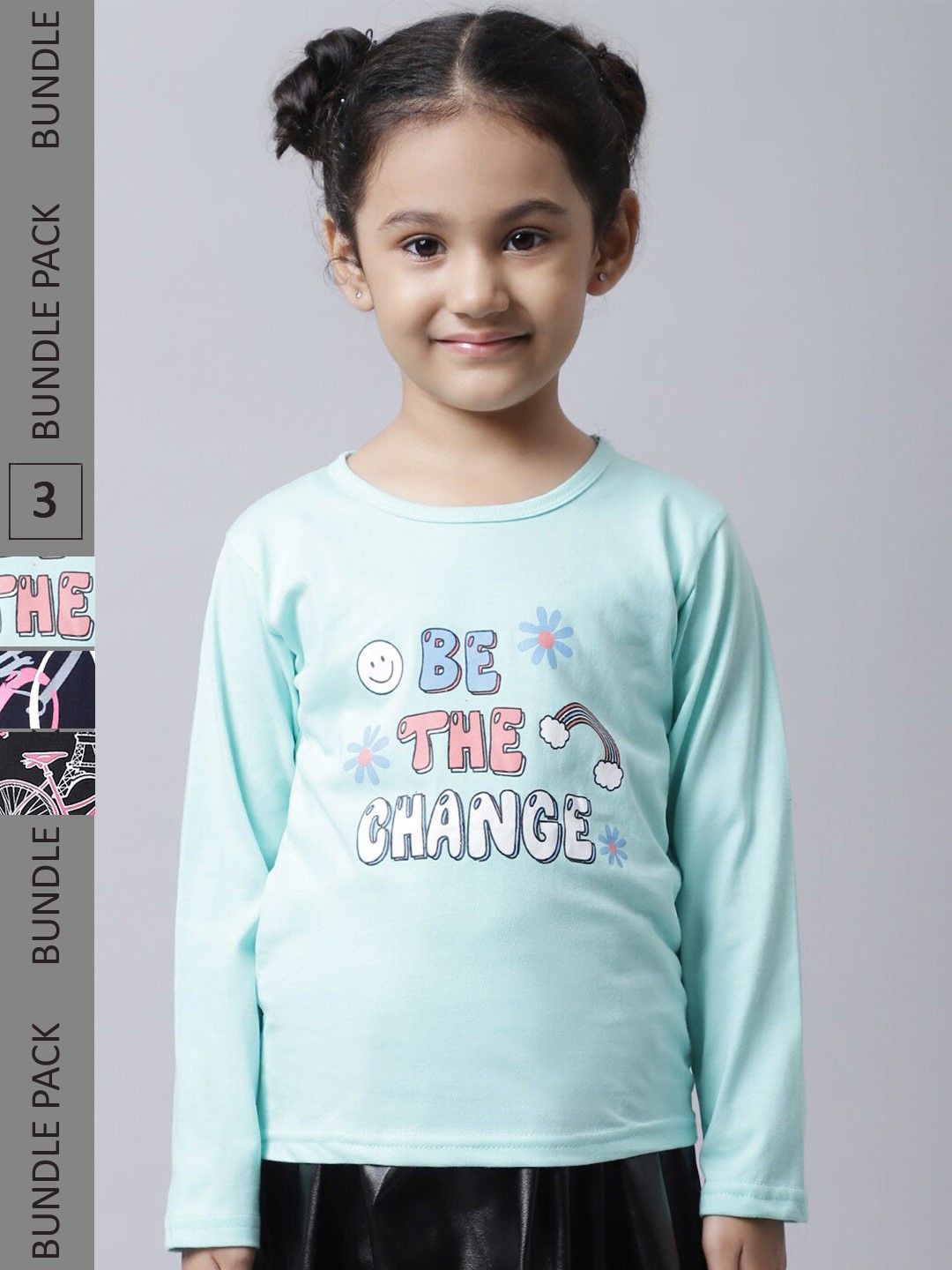 

BAESD Girls Pack Of 3 Printed Cotton T-shirt, Green