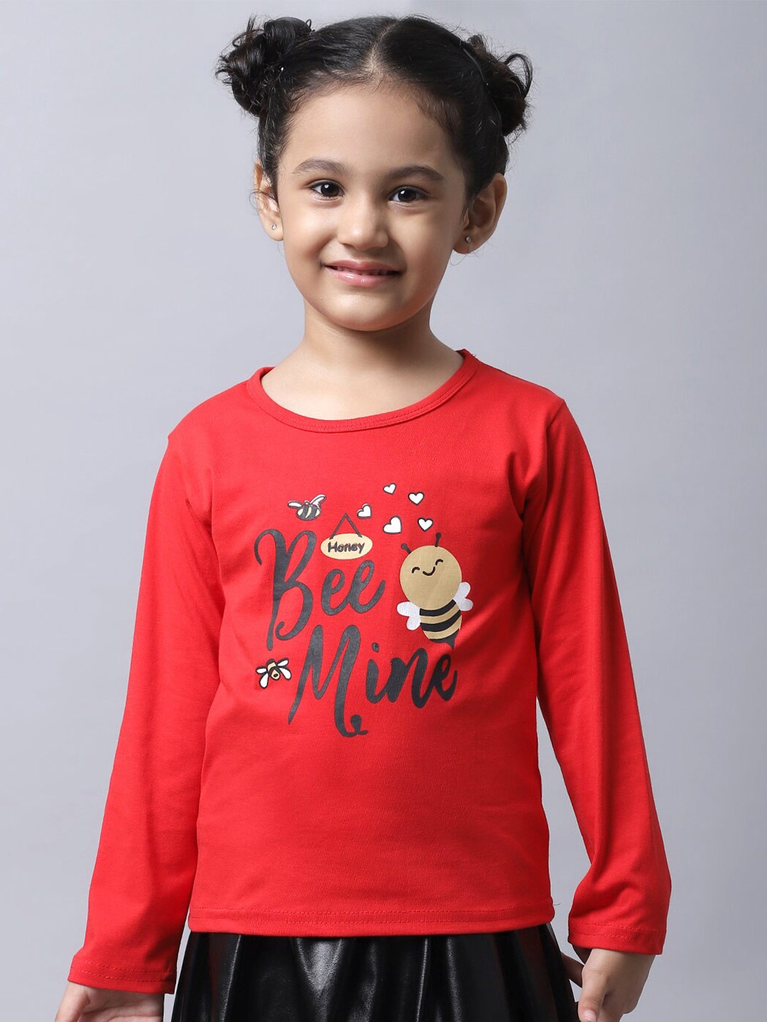 

BAESD Girls Typography Printed Long Sleeves Cotton T-shirt, Red