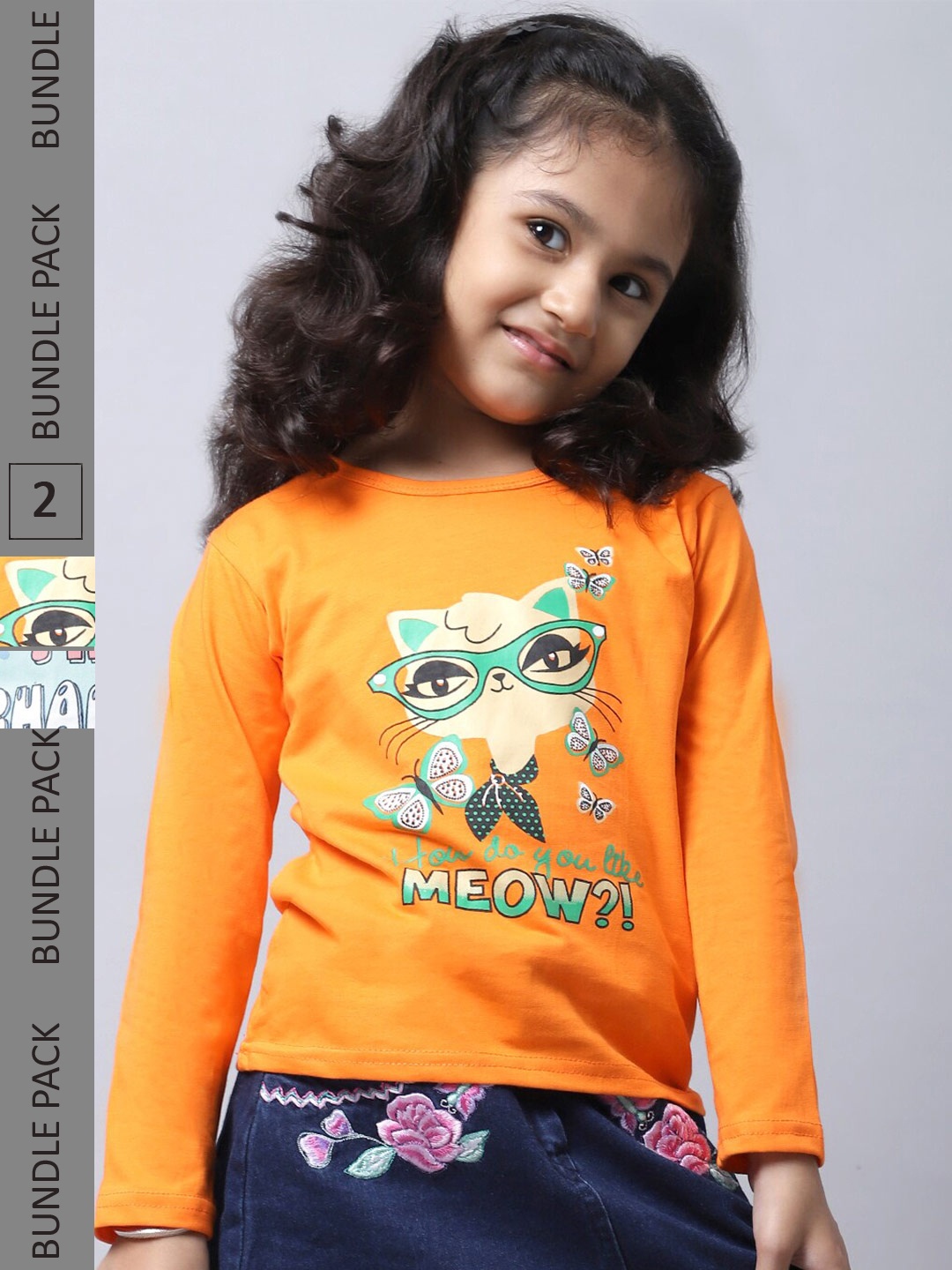 

BAESD Girls Pack Of 2 Graphic Printed Round Neck Cotton Regular T-shirt, Yellow