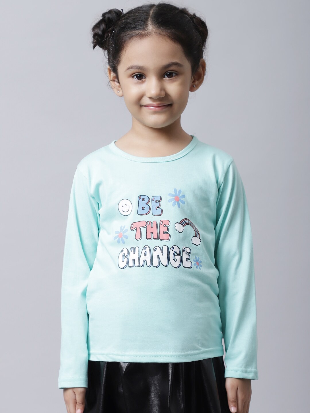 

BAESD Girls Typography Printed Cotton T-shirt, Blue