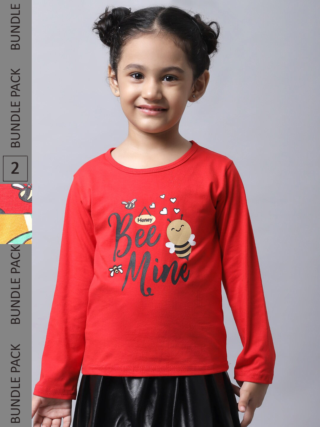 

BAESD Girls Pack Of 2 Graphic Printed Cotton T-shirt, Red