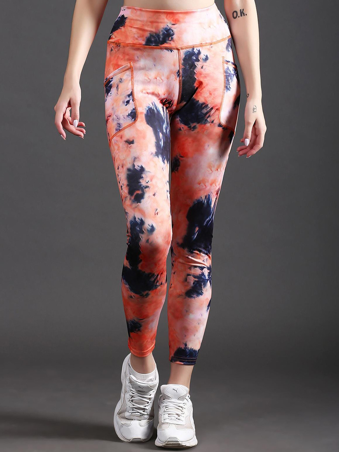 

The Dance Bible Women Dyed High Waist Gym Sports Tights, Orange