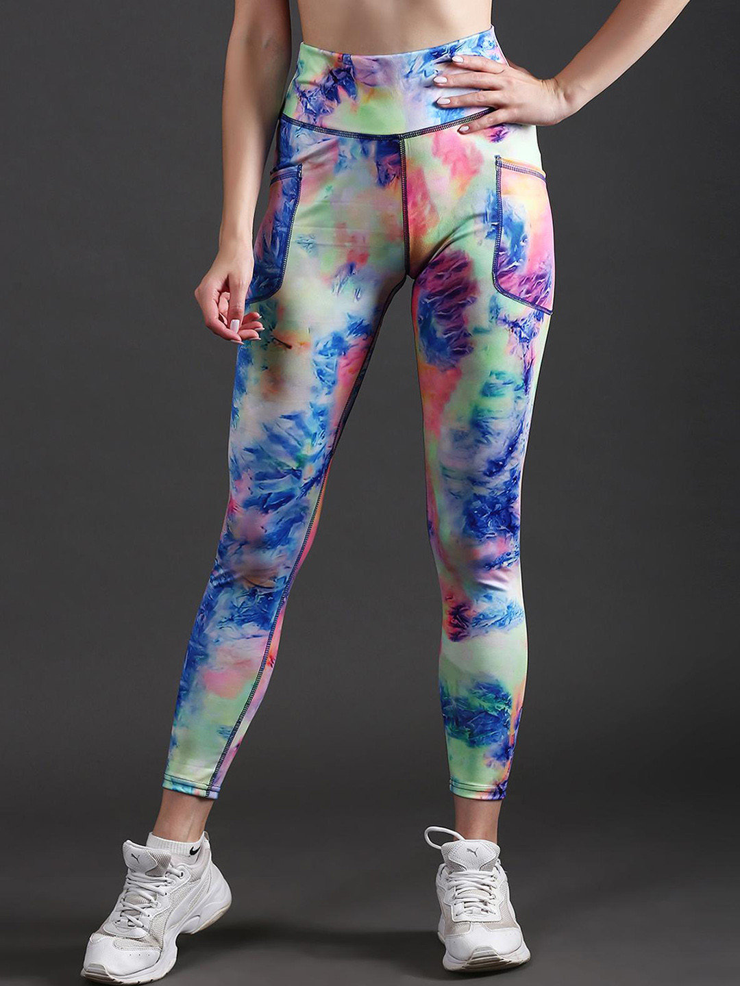 

The Dance Bible Printed High Waist Gym Tights, Blue